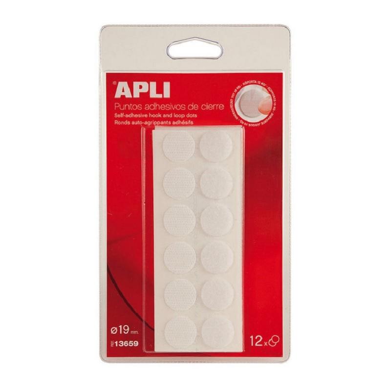 BOTON VELCRO ADHESIVO 19MM GANCHO/BUCLE BLANCO 12UNIDADES  APLI (  13659  )