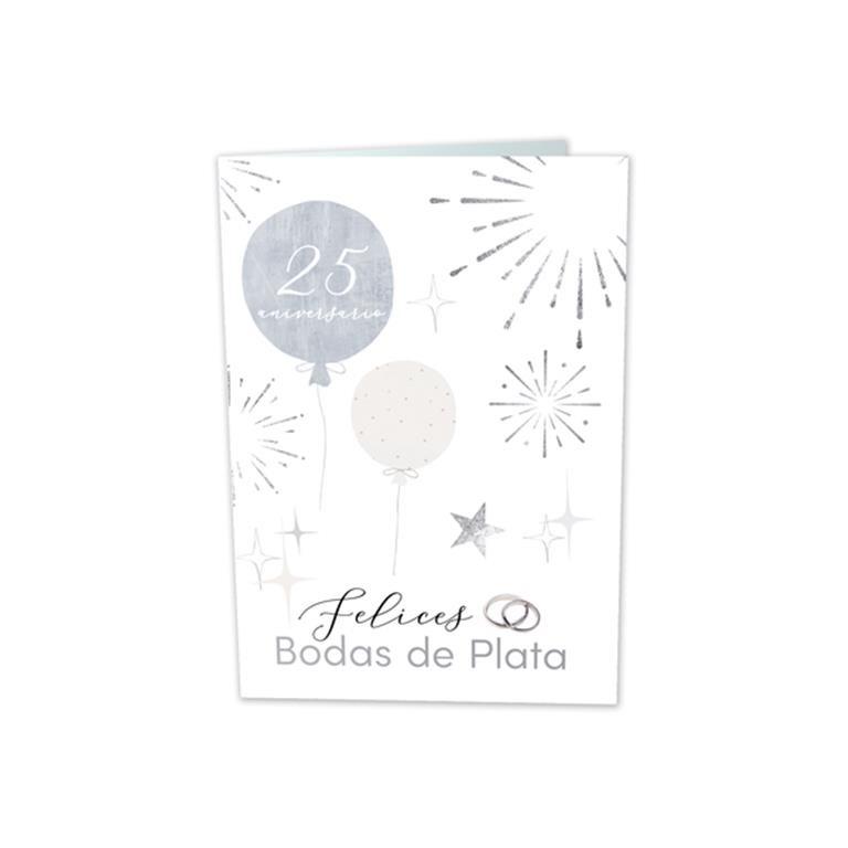 POSTAL BODAS DE PLATA GLOBOS ARGUVAL