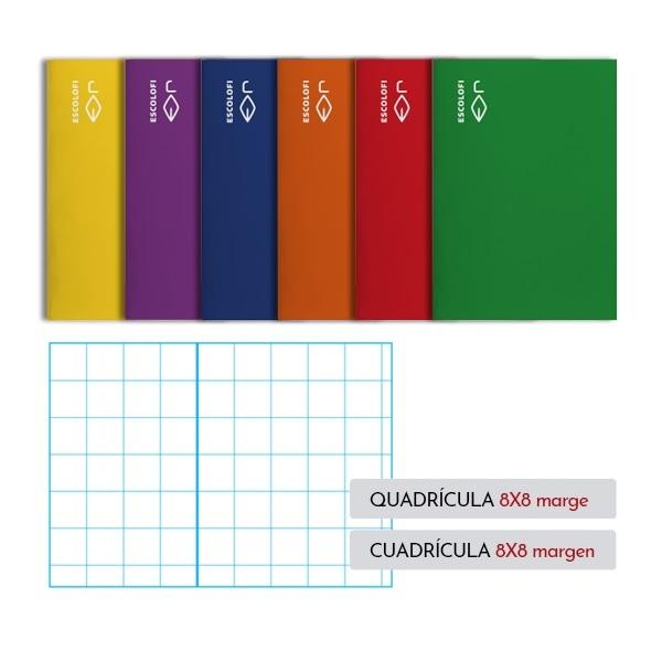 LIBRETA GRAP DINA5 8X8 TBB 32H 70GR CON MARGEN ESCOLOFI AZUL