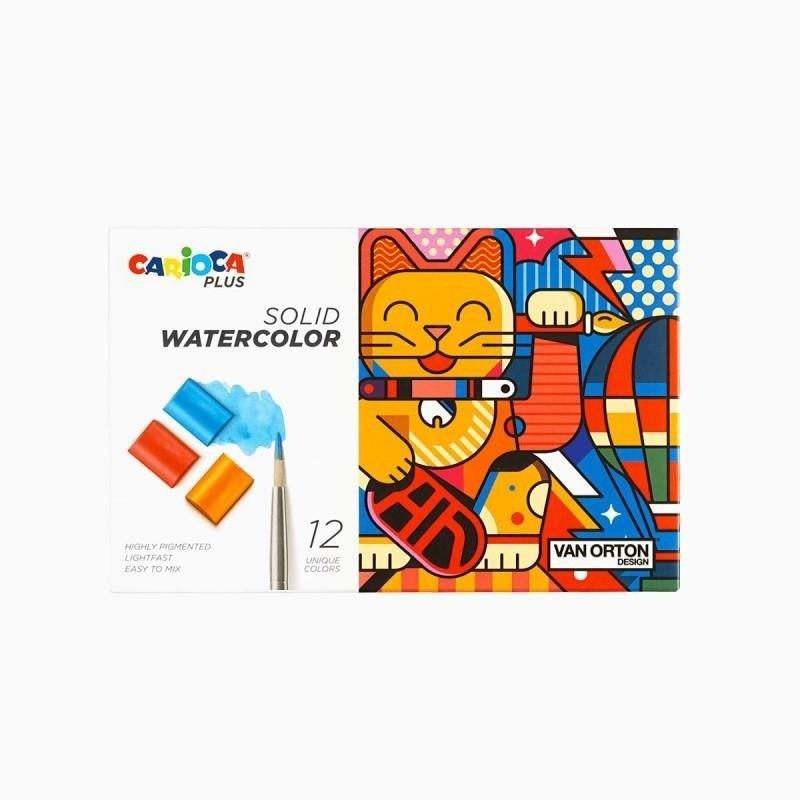 ACUARELAS ESTUCHE 12 COLORES SOLIDAS WATERCOLOR CARIOCA