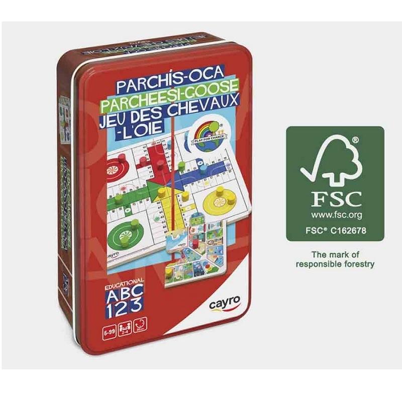 JUEGO MAGNETICO PARCHIS - OCA FSC - METAL BOX (MADERA FSC) CAYRO