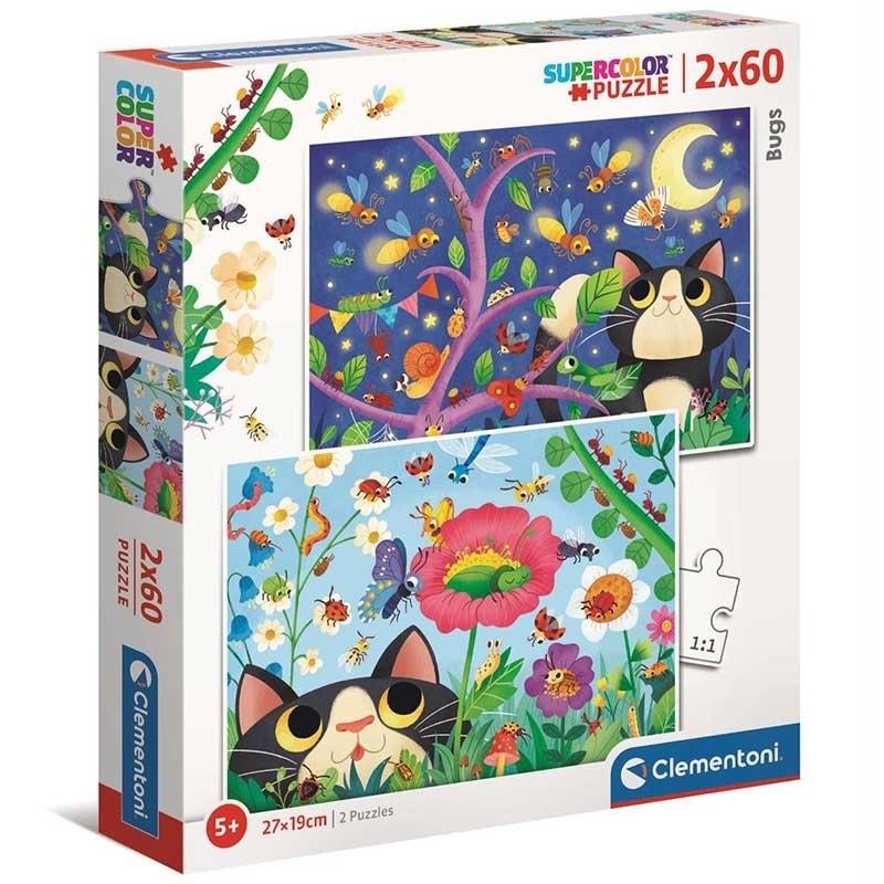 PUZZLE 2X60 PIEZAS INSECTOS BUGS CLEMENTONI 21618