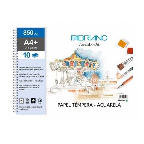 BLOCK DE DIBUJO ACUARELA ENCOLADO DINA4+ SADIPAL FABRIANO 10HOJAS 350 G/M2 GRANO SUAVE