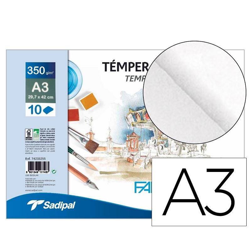 BLOCK DE DIBUJO ACUARELA ENCOLADO DINA3 SADIPAL FABRIANO 10HOJAS 350GR GRANO SUAVE