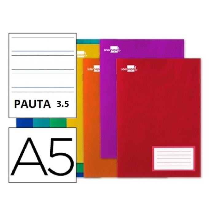 LIBRETA GRAP DINA5 PAUTA 3,5MM TBB 32H 60GR CON MARGEN LIDERPAPEL SURTIDO