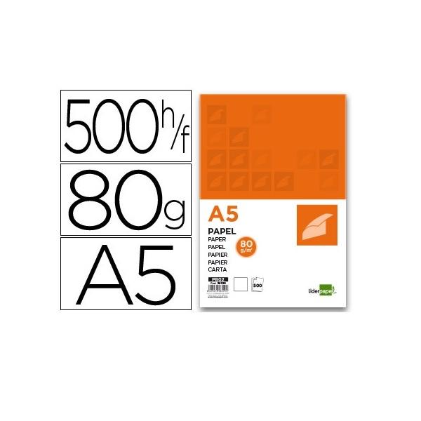 PAPEL DINA5 500 HOJAS 80GR BLANCO FOTOCOPIADORA MULTIFUNCION LIDERPAPEL