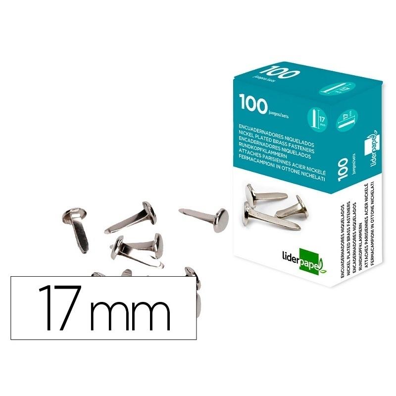 ENCUADERNADORES METALICOS LIDERPAPEL 17MM SIN ARANDELA 100UDS