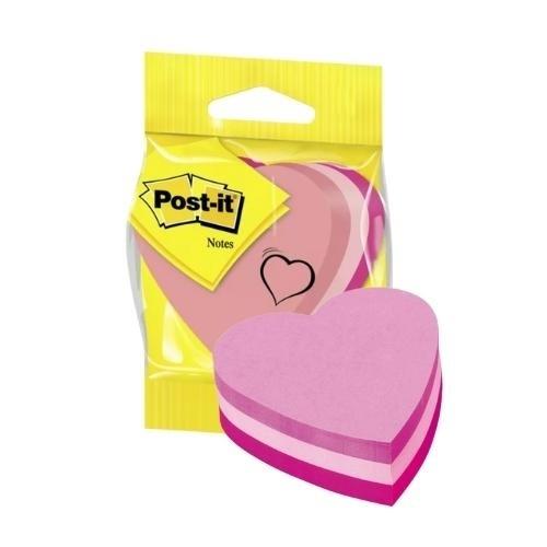 PAPELERIA 3M 2007H CUBO DE NOTAS POST-IT TROQUELADO CORAZON 3 COLORES NEON