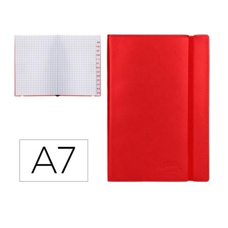 CUADERNO INDICE COSIDO LIDERPAPEL SIMIL PIEL DINA7 120 HOJAS 70G/M2 INDICE ROJO