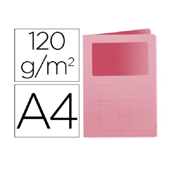 SUBCARPETA CON VENTANA Q-CONNECT DINA4 COLOR ROSA 120GR