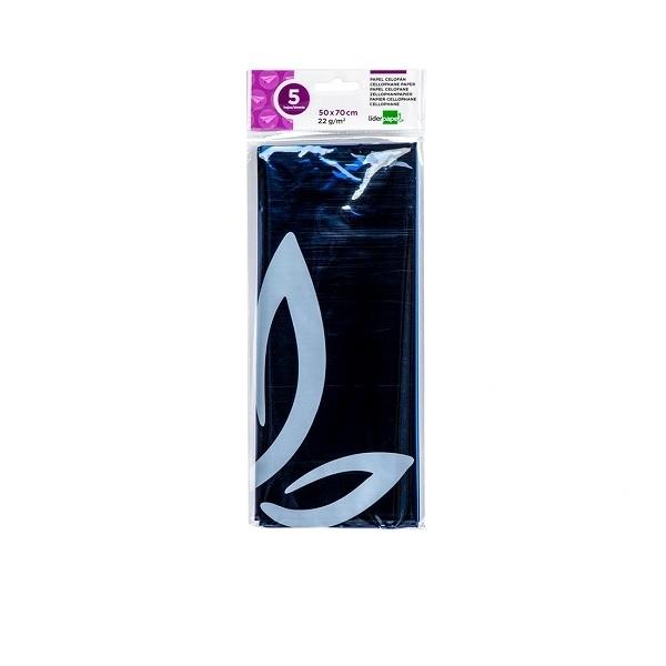 PAPEL CELOFAN LIDERPAPEL 50X70CM 22GR BOLSA DE 5 HOJAS AZUL