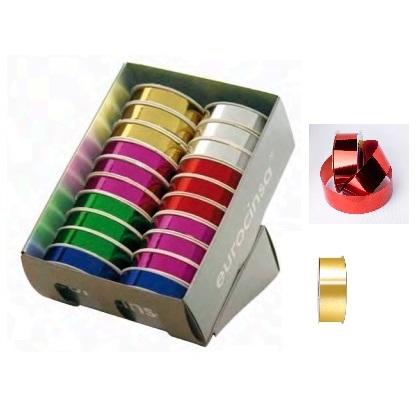 CINTAS REGALO FANTASIA EXPOSITOR METALIZADO 35 ROLLOS 13-19-31CM COLORES SURTIDOS