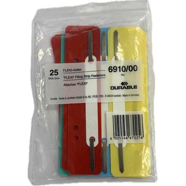 FASTENER DURABLE FLEXI COLORES SURTIDOS PAQUETA 25 UNIDADES