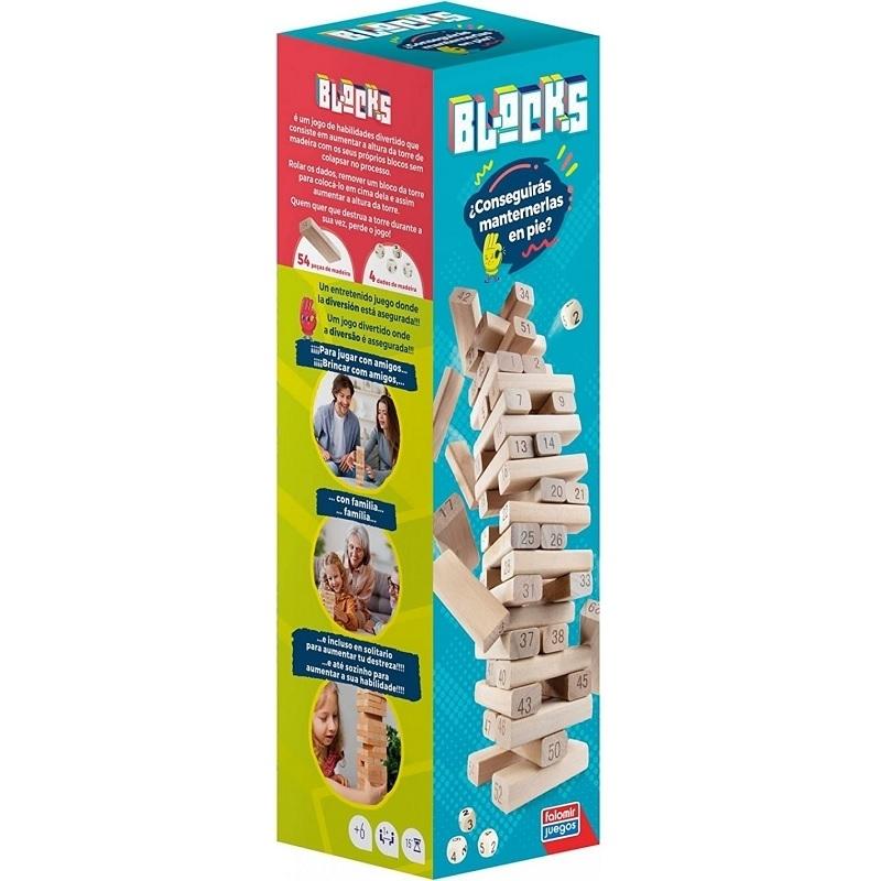 JUEGO DE BLOCKS DE MANDERA NATURAL CONSTRUIR LA TORRE