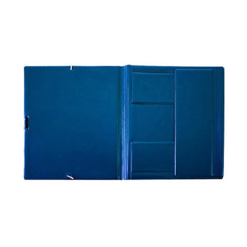 CARPETA DE GOMAS CON SOLAPAS PLASTICO  PVC DINA5 CUARTO  FORRADA  AZUL