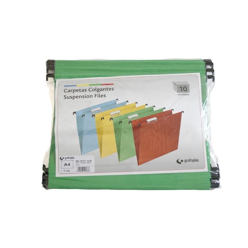 CARPETA COLGANTE DINA4 10UDS VISOR SUPERIOR COLOR VERDE GRAFOPLAS (10)