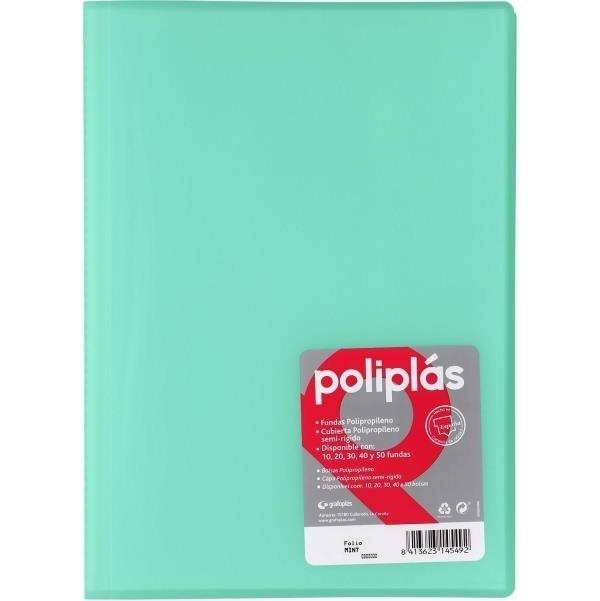 CARPETA DE 30 FUNDAS FOLIO TRASLUCIDA POLIPLAS GRAFOPLAS MINT