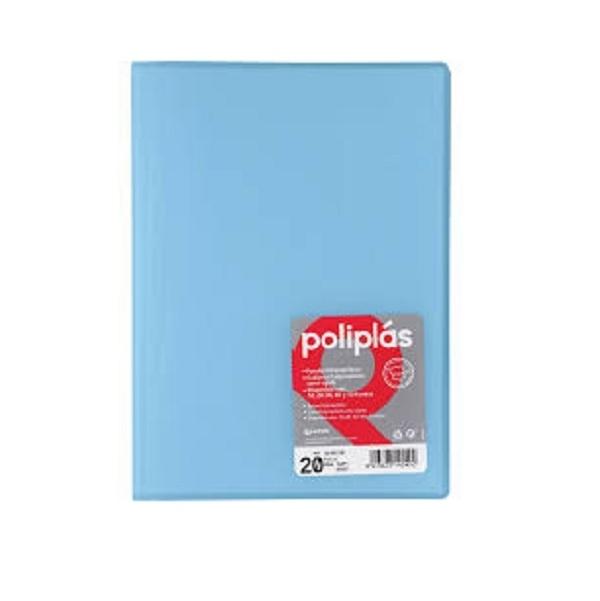 CARPETA DE 30 FUNDAS FOLIO TRASLUCIDA POLIPLAS GRAFOPLAS AZUL SOFT