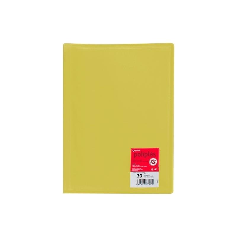 CARPETA DE 30 FUNDAS FOLIO TRASLUCIDA POLIPLAS GRAFOPLAS AMARILLO SOFT