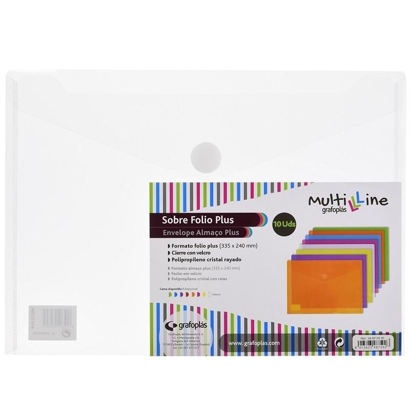 SOBRE CIERRE VELCRO FOLIO PLASTICO  CRISTAL