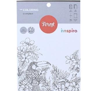 LIBRO PARA COLOREAR COLORING FOREST 12 DISEÑOS 24 HOJAS 16X23 INNSPIRO 18402