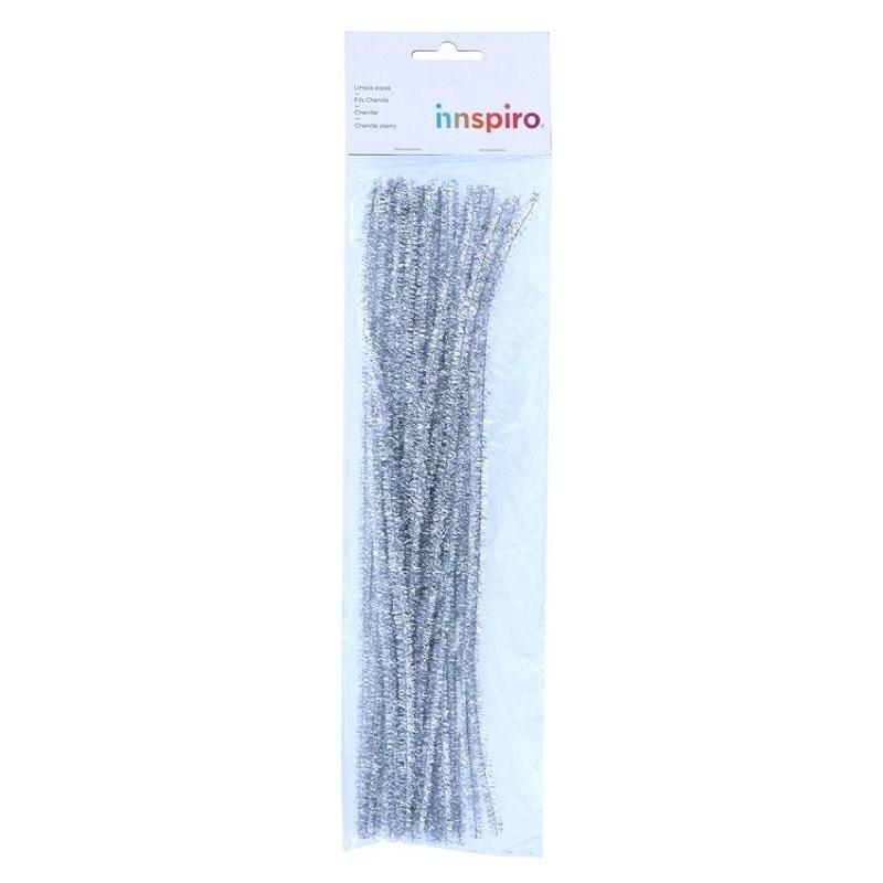 LIMPIAPIPAS CHENILLA PLATA 6MMX30CM 25UDS INNSPIRO 99081