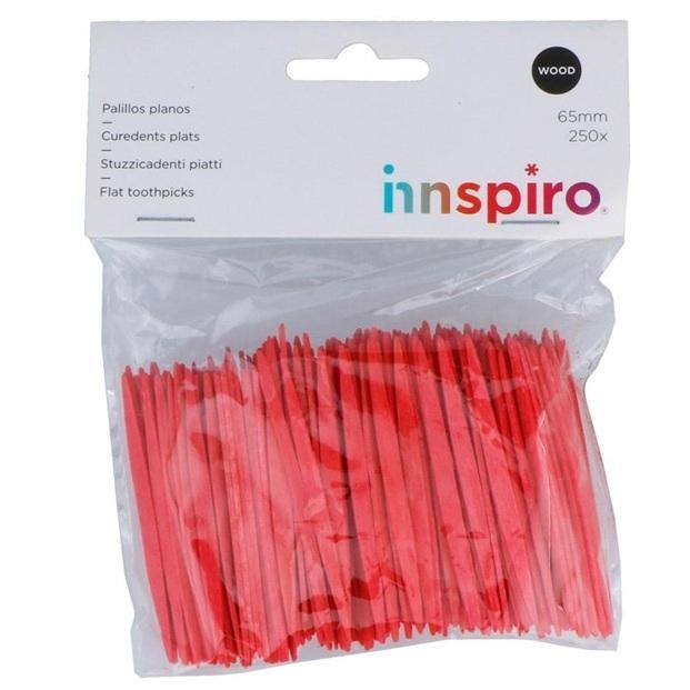 PALILLOS PLANOS 65MM 250 UDS ROJO