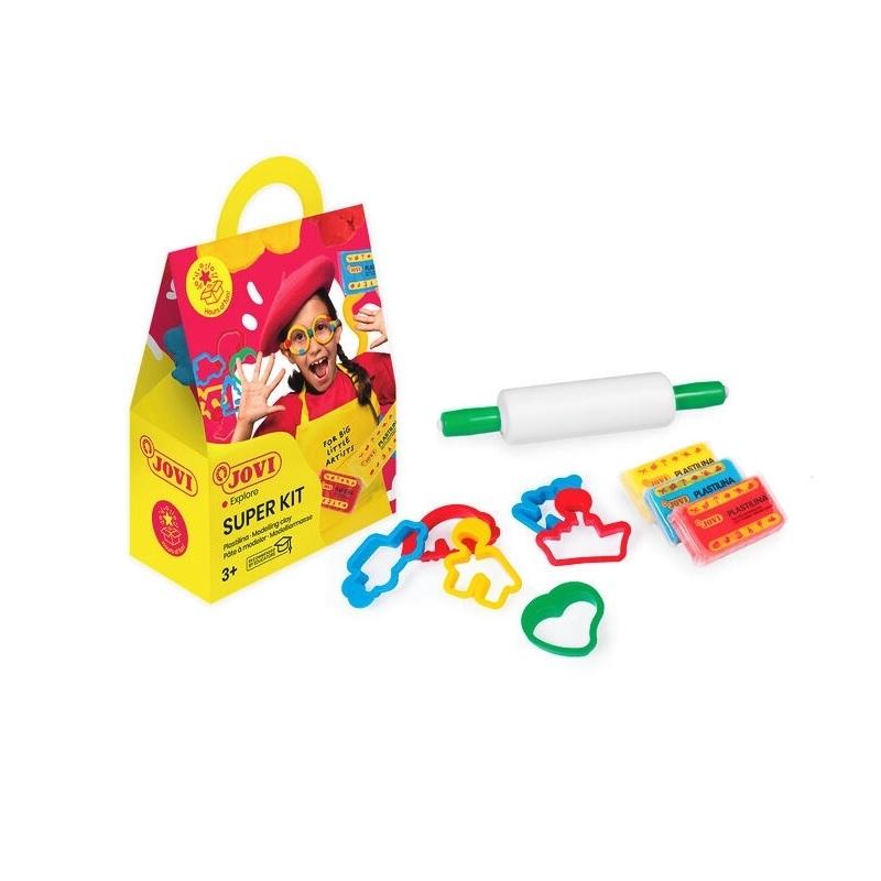 KIT JOVI 3 PASTILLAS PLASTILINA 50GR+6 MOLDES+1 RODILLO