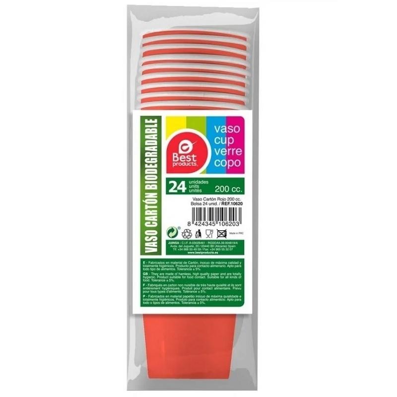 VASOS CARTON BIODEGRADABLE 200CC UNIDADES 10620 PACK 24 UNIDADES