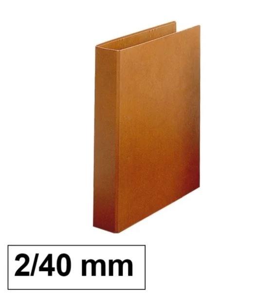 CARPETA 2 ANILLAS 40MM CUERO FORRADO CUARTO MARRON