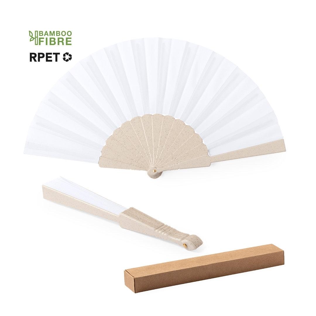 ABANICO LENCER VARILLAS BAMBU TELA RPET COLOR BLANCO