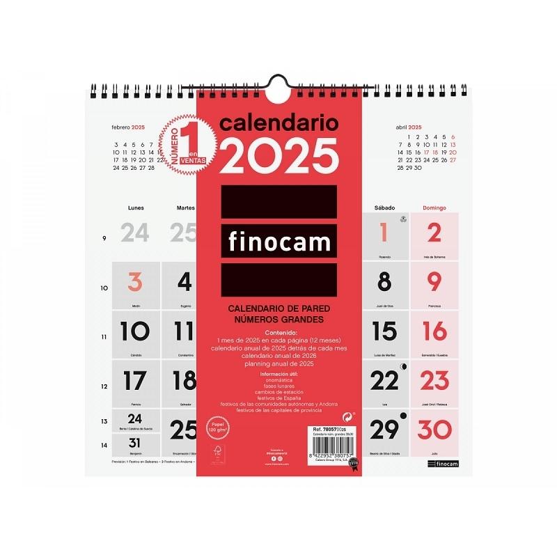 CALENDARIO PARED N GRANDES 30X30 2025