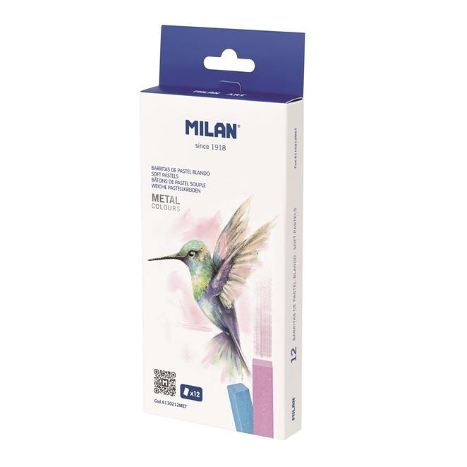 ESTUCHE 12 BARRITAS PASTEL METALIC MILAN