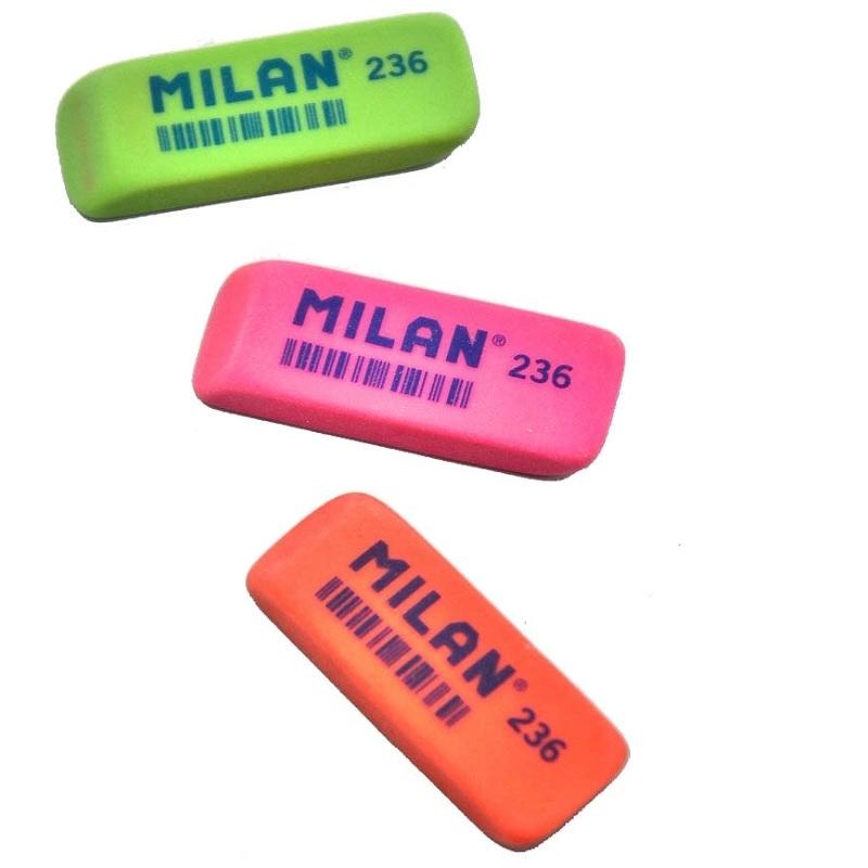 GOMA DE BORRAR BISELADAS 236 EN COLORES FLUORESCENTES