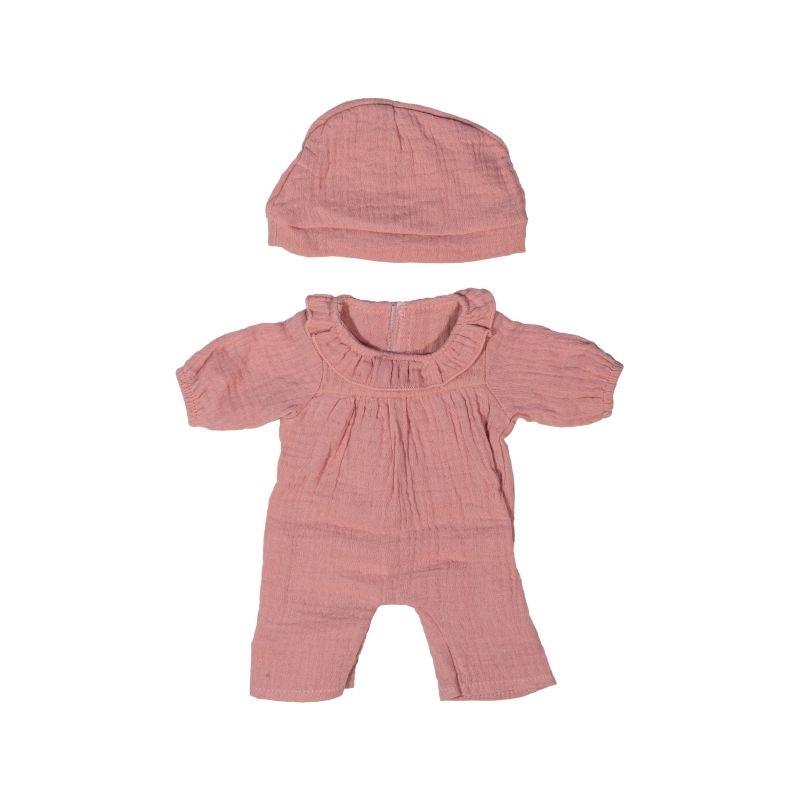 PIJAMA ROSA CON GORRO PARA MUÑECO DE 38 CM MINILAND