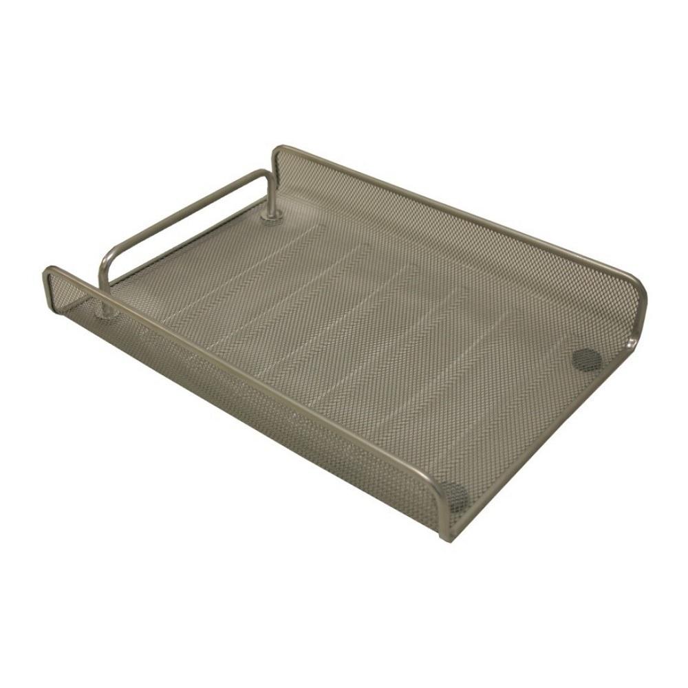 BANDEJA PORTADOCUMENTOS DE SOBREMESA APILABLE METALICA  REJILLA PLATA