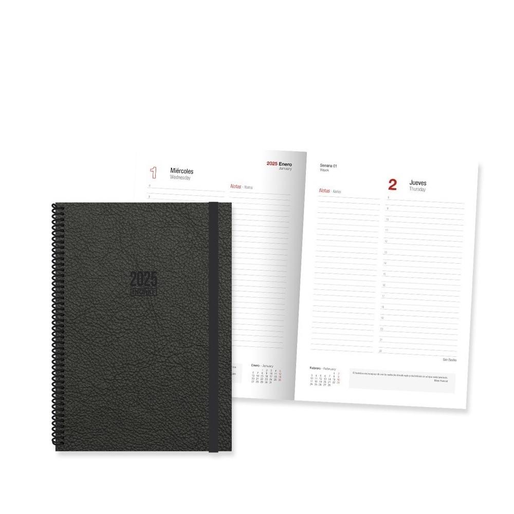 AGENDA TOKIO D/P 17X24 ESPIRAL NEGRO 2025