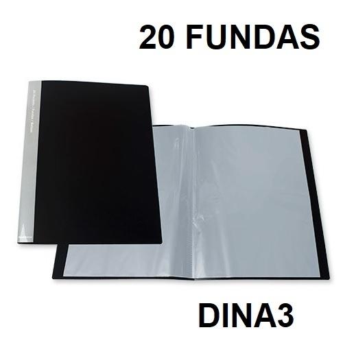 CARPETA DE 20 FUNDAS DINA3 PRYSE NEGRO OPACO