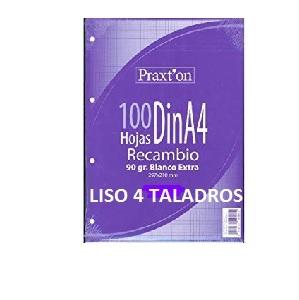 RECAMBIO DINA4 LISO 100H 100GR 4 TALADROS PRAXTON