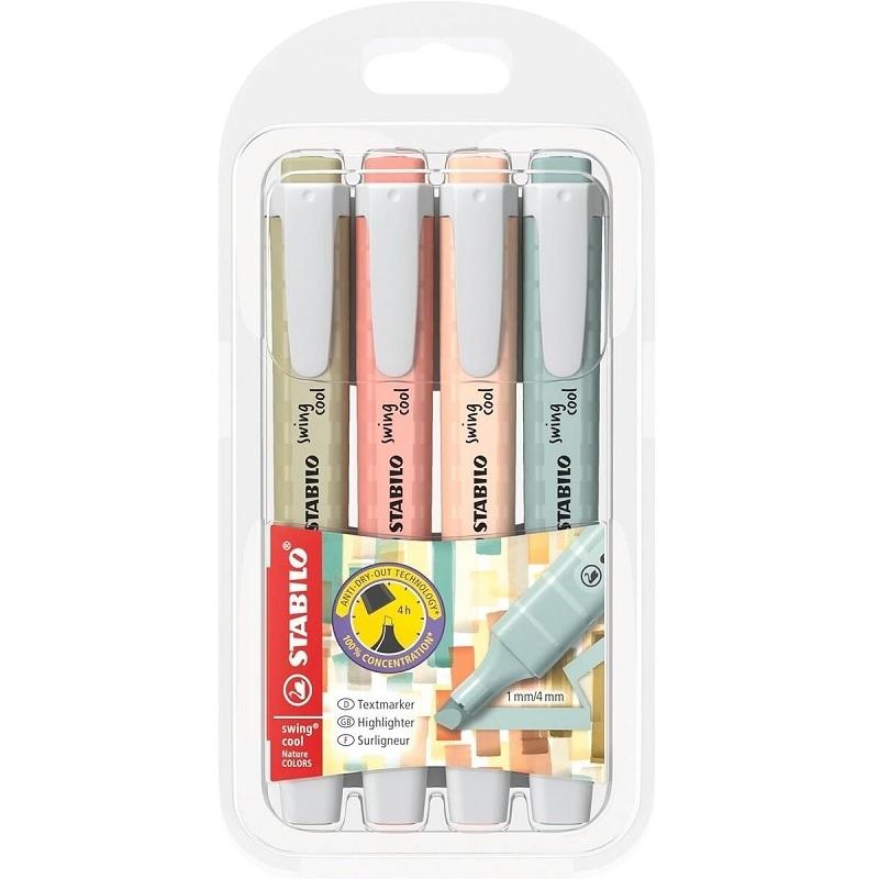 MARCADORES FLUORESCENTES STABILO SWING COOL NATURE ESTUCHE 4 COLORES  275/4-09