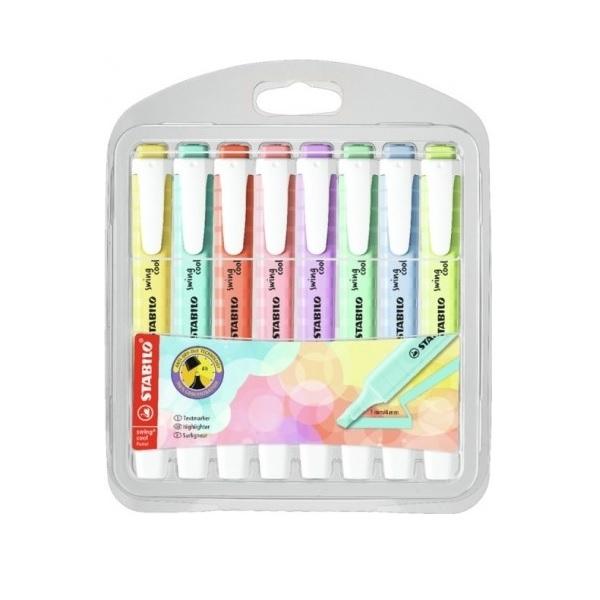 MARCADOR FLUORESCENTE STABILO SWING COOL 8 COLORES PASTEL ESTUCHE