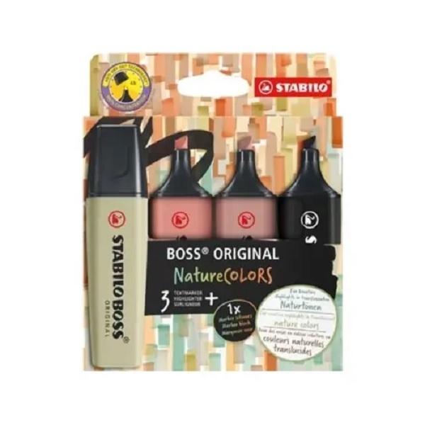 MARCADORES FLUORESCENTES ESTUCHE 4 STABILO BOSS NATURE COLORS