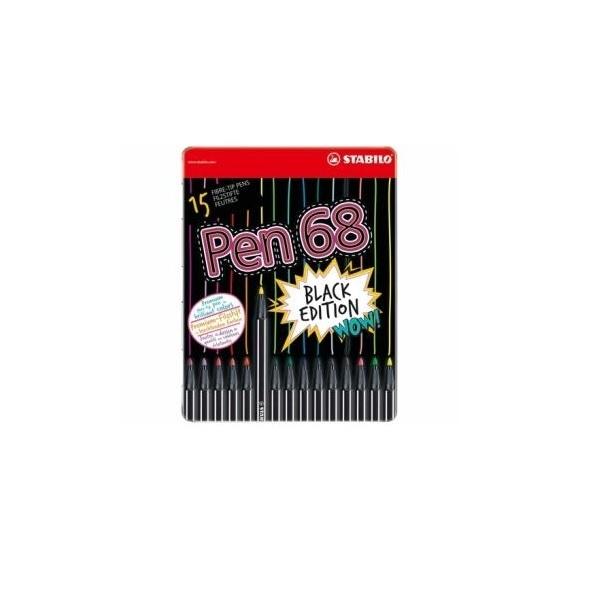 ROTULADORES ESTUCHE DE 15 COLORES STABILO PEN 68  BLACK EDITION