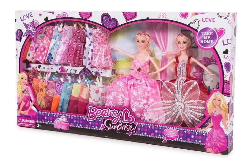 MUÑECAS 2 CON VESTIDOS CAJA GRANDE