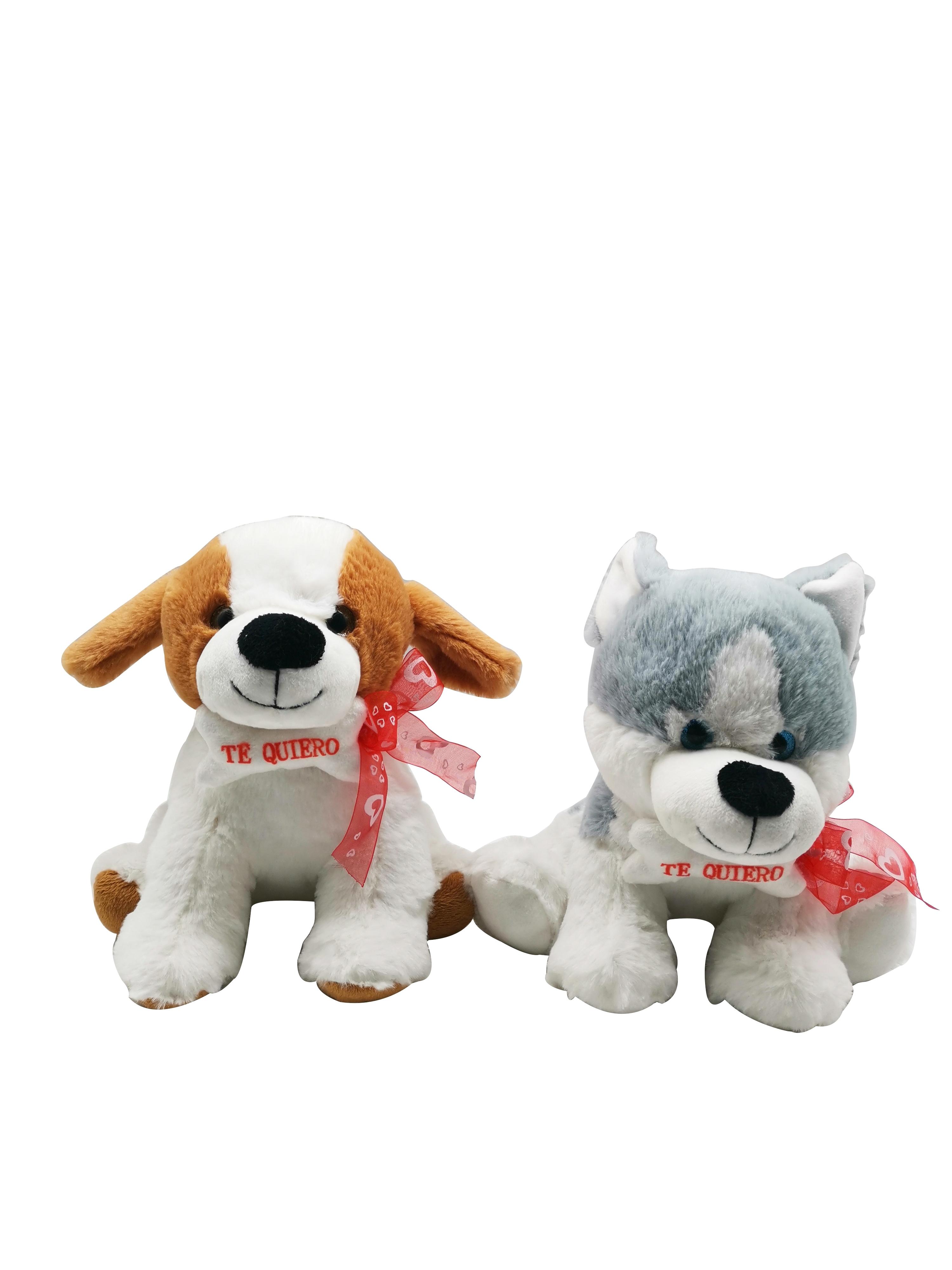 PERRO CORAZON HUESO Y LAZO SURTIDO 23CM