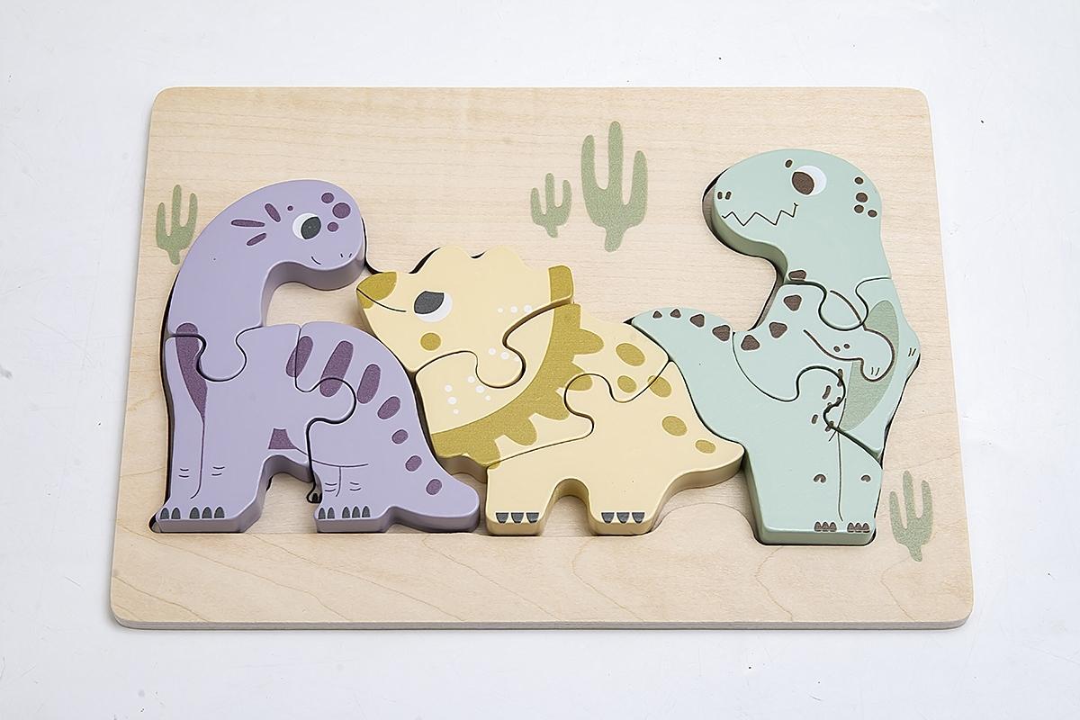 PUZZLE FAMILIA DINOSAURIOS MADERA